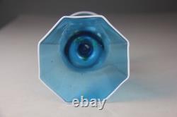Vintage Murano Hand Blown Light Blue Goblet Chalice Floral Decorated Stem