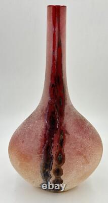 Vintage Murano Hand Blown Scavo Art Glass Alfredo Barbini Signed 1970s Red