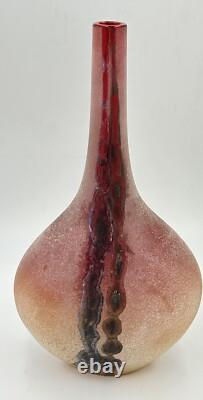Vintage Murano Hand Blown Scavo Art Glass Alfredo Barbini Signed 1970s Red