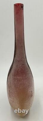 Vintage Murano Hand Blown Scavo Art Glass Alfredo Barbini Signed 1970s Red