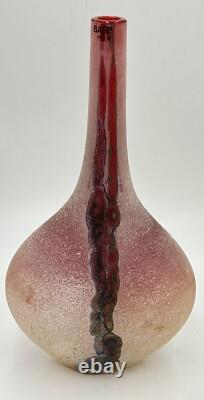 Vintage Murano Hand Blown Scavo Art Glass Alfredo Barbini Signed 1970s Red