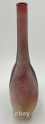 Vintage Murano Hand Blown Scavo Art Glass Alfredo Barbini Signed 1970s Red