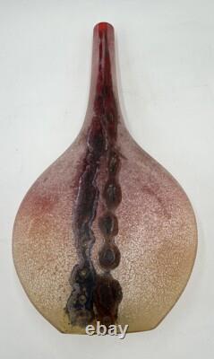Vintage Murano Hand Blown Scavo Art Glass Alfredo Barbini Signed 1970s Red