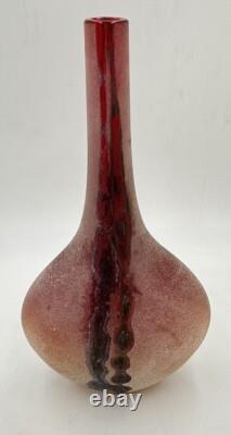Vintage Murano Hand Blown Scavo Art Glass Alfredo Barbini Signed 1970s Red