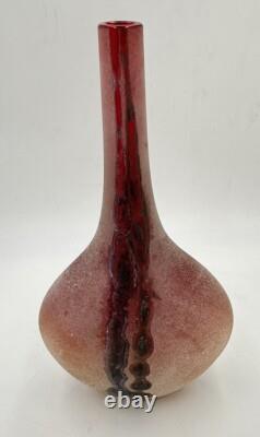 Vintage Murano Hand Blown Scavo Art Glass Alfredo Barbini Signed 1970s Red