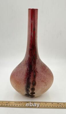 Vintage Murano Hand Blown Scavo Art Glass Alfredo Barbini Signed 1970s Red
