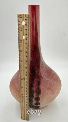 Vintage Murano Hand Blown Scavo Art Glass Alfredo Barbini Signed 1970s Red