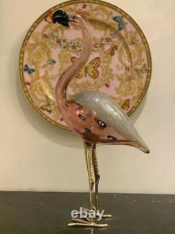 Vintage Murano Hand Blown Signed Luigi Mellara Flamingo Glass Art Sculpture
