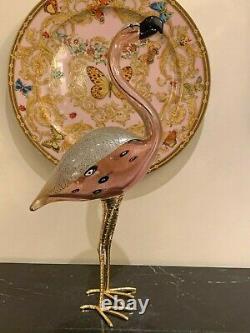 Vintage Murano Hand Blown Signed Luigi Mellara Flamingo Glass Art Sculpture