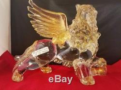 Vintage Murano Hand Blown St. Mark's Lion Sparkling Gold Venice 10.5x5.5x8