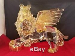 Vintage Murano Hand Blown St. Mark's Lion Sparkling Gold Venice 10.5x5.5x8