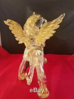 Vintage Murano Hand Blown St. Mark's Lion Sparkling Gold Venice 10.5x5.5x8