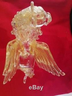 Vintage Murano Hand Blown St. Mark's Lion Sparkling Gold Venice 10.5x5.5x8