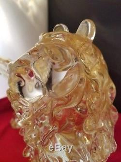 Vintage Murano Hand Blown St. Mark's Lion Sparkling Gold Venice 10.5x5.5x8