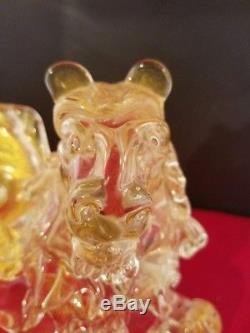 Vintage Murano Hand Blown St. Mark's Lion Sparkling Gold Venice 10.5x5.5x8