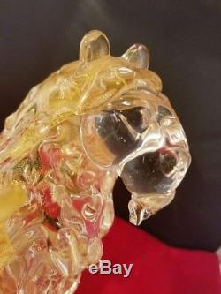 Vintage Murano Hand Blown St. Mark's Lion Sparkling Gold Venice 10.5x5.5x8