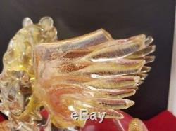 Vintage Murano Hand Blown St. Mark's Lion Sparkling Gold Venice 10.5x5.5x8