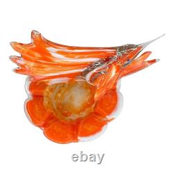 Vintage Murano Hand Blown Swordfish Orange 9 Tall 12 Long with Bowl Ash Tray