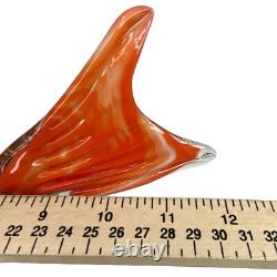 Vintage Murano Hand Blown Swordfish Orange 9 Tall 12 Long with Bowl Ash Tray