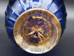 Vintage Murano Hand Blown Turquoise Blue Glass Vase Controlled Bubbles Italy