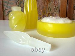 Vintage Murano Hand Blown Yellow Art Glass Three Piece Vanity Set, Attr Seguso