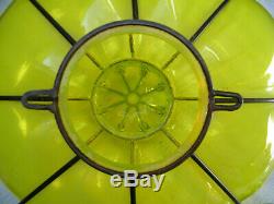 Vintage Murano Hand Blown Yellow Caged Glass Lantern Hanging Ceiling Light