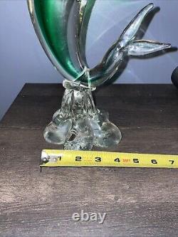 Vintage Murano Hand blown Glass Dolphin Sculpture Bottom Signed