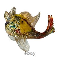 Vintage Murano Handblown Mutlicolor Gold Fleck Art Glass Fish, Attr Dino Martens