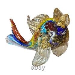 Vintage Murano Handblown Mutlicolor Gold Fleck Art Glass Fish, Attr Dino Martens