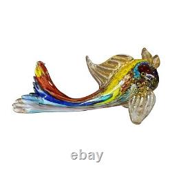 Vintage Murano Handblown Mutlicolor Gold Fleck Art Glass Fish, Attr Dino Martens