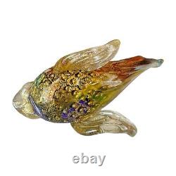 Vintage Murano Handblown Mutlicolor Gold Fleck Art Glass Fish, Attr Dino Martens