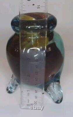 Vintage Murano Handmade Vase 5 Blue & Brown Mixed Colors