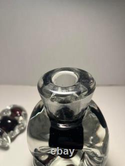 Vintage Murano ICET Art Glass Decanter Cranberry & Clear Sommerso Hand Blown 9.5