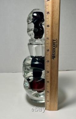 Vintage Murano ICET Art Glass Decanter Cranberry & Clear Sommerso Hand Blown 9.5