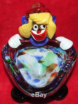 Vintage Murano Italian Art Glass Clown Figurine Bowl Hand Blown Seguso