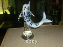 Vintage Murano Italian Art Glass Hand Blown FISH DOLPHIN 11 Tall 11 Wide MCM