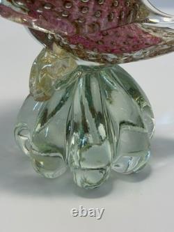 Vintage Murano Italian Art Hand Blown Glass Speckled Duck Sculpture Pinkish