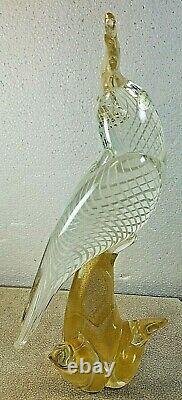 Vintage Murano Italian Art Hand Blown Glass Tall Parrot Bird Figure 12 1/2