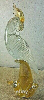 Vintage Murano Italian Art Hand Blown Glass Tall Parrot Bird Figure 12 1/2