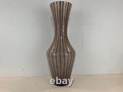 Vintage Murano Italian Hand Blown Art Glass Large Striped Decorative Vase