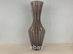 Vintage Murano Italian Hand Blown Art Glass Large Striped Decorative Vase