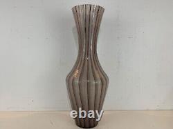 Vintage Murano Italian Hand Blown Art Glass Large Striped Decorative Vase