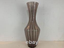 Vintage Murano Italian Hand Blown Art Glass Large Striped Decorative Vase