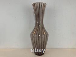 Vintage Murano Italian Hand Blown Art Glass Large Striped Decorative Vase