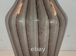 Vintage Murano Italian Hand Blown Art Glass Large Striped Decorative Vase