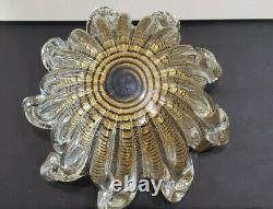 Vintage Murano Italian Hand Blown Wave Style Glass Bowl With Gold Fleck 1960s