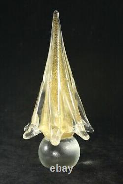 Vintage Murano Italy 7½ Clear w Gold Aventurine Art Glass Christmas Tree