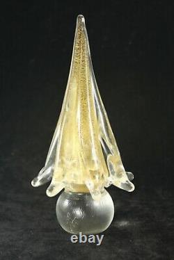 Vintage Murano Italy 7½ Clear w Gold Aventurine Art Glass Christmas Tree