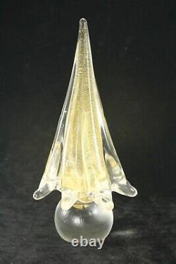 Vintage Murano Italy 7½ Clear w Gold Aventurine Art Glass Christmas Tree