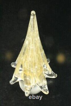 Vintage Murano Italy 7½ Clear w Gold Aventurine Art Glass Christmas Tree